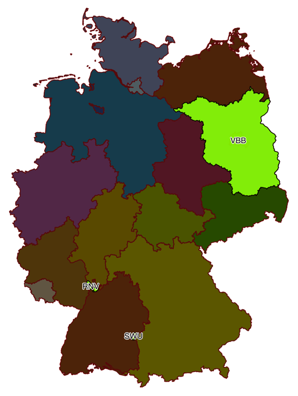 Karte der Verbünde, die bereits Open Data veröffentlichen